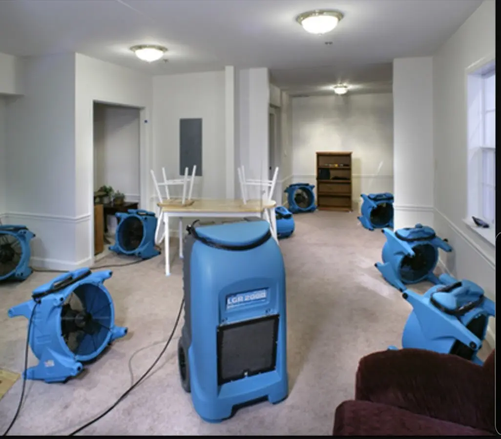 Air movers and dehumidifier setup for Water Extraction & Removal in Golden